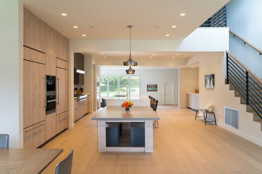 A kitchen with bright Ketra lighting. 